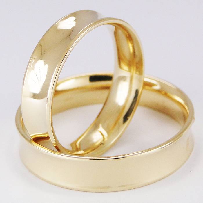 Alianças em ouro 18k Côncava 10g 5mm