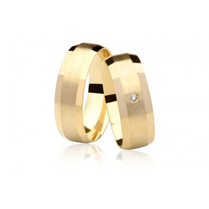 Alianças em ouro 18k 15g 7mm com pedra