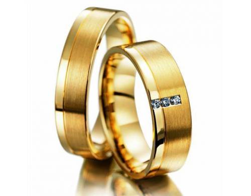 Alianças em ouro 18k 12g 6mm Quadrada, Fosca e com Pedras