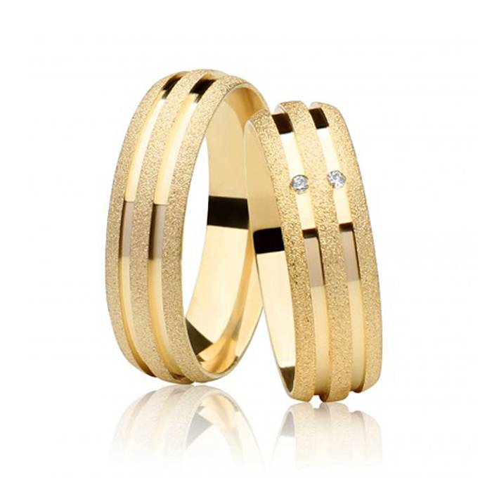 Alianças em ouro 18k Diamantada, 13g, 6,5mm com Pedras
