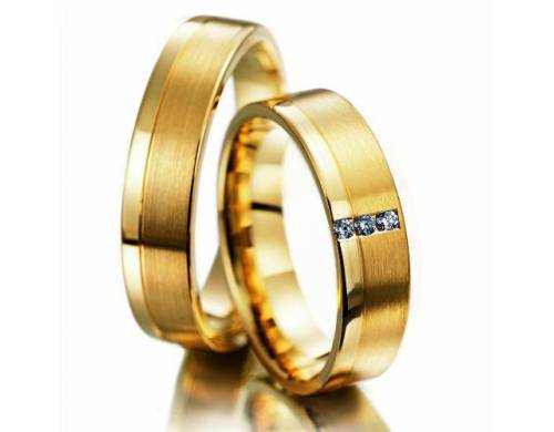 Alianças em ouro 18k, 10g, 5mm, Quadrada, Fosca, com Pedras