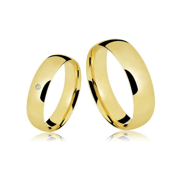 Alianças em ouro 18k 10g 5mm com brilhante