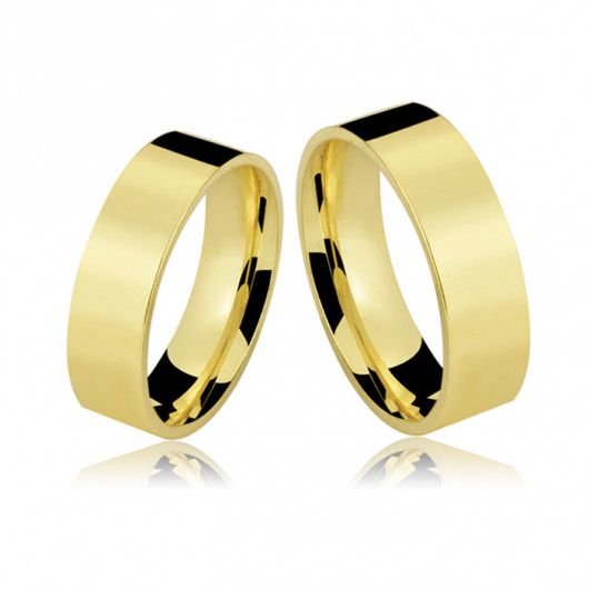 Alianças em ouro 18k Quadrada 12g 6mm