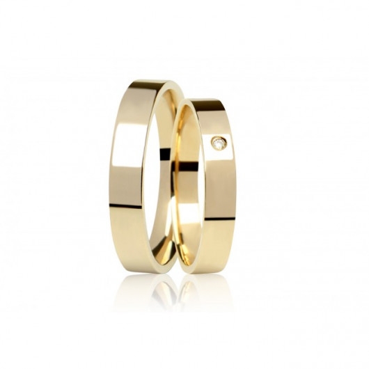 Alianças em ouro 18k, Quadrada, 7g, 4mm com zircônia